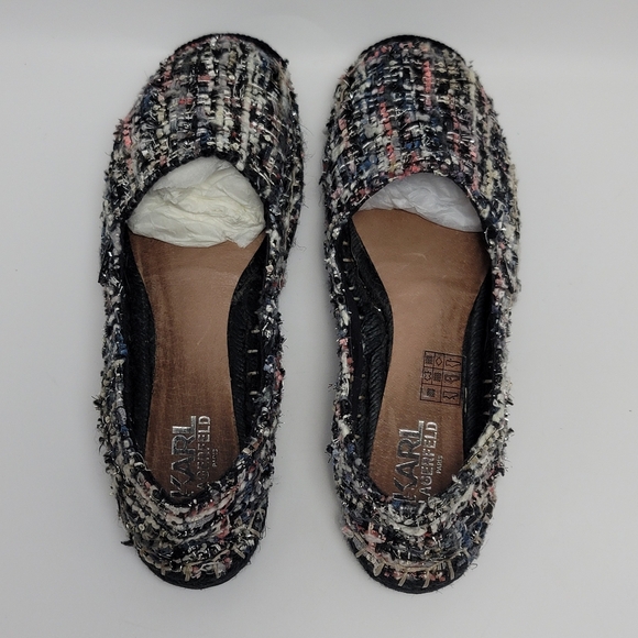 Karl Lagerfeld Arogo 2 Tweed Slip On Flat Shoes Size 8 - Picture 2 of 14